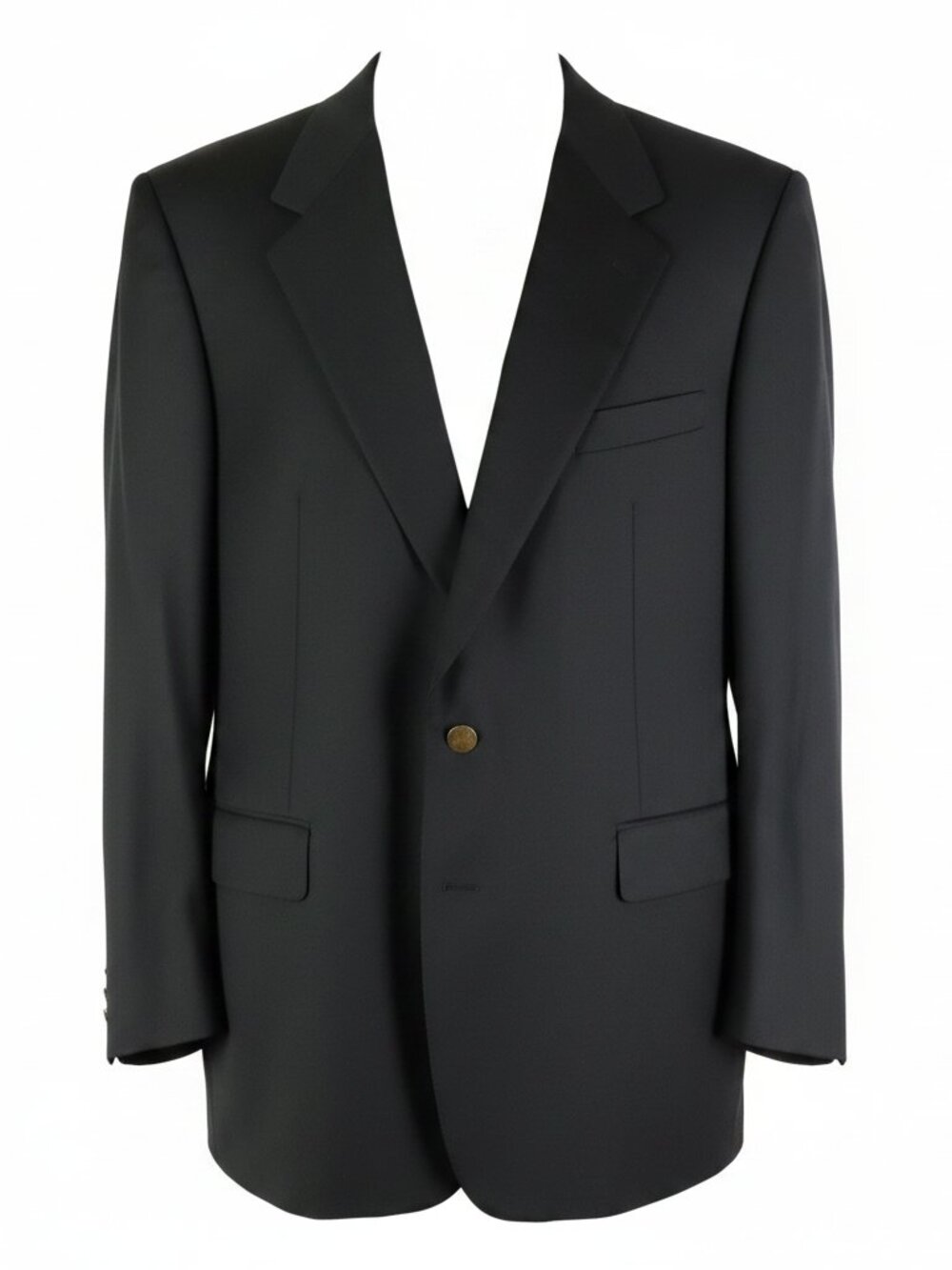 Gieves & Hawkes Blazer Mens 48R Black Gold Two Button Vented Super 100S Wool